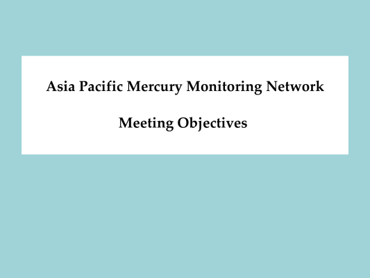 First page of Asia Pacific Mercury Monitoring Network Meeting Objectives