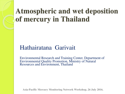 First page of Atmospheric and wet deposition of mercury in Thailand
