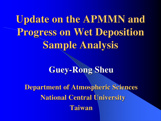 First page of Update on the APMMN and Progress on Wet Deposition Sample Analysis