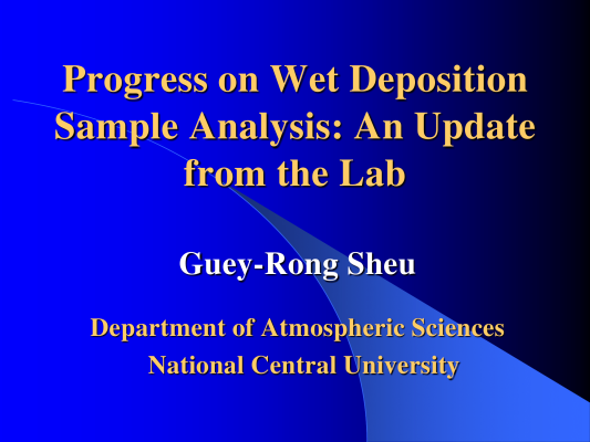  First page of Progress on Wet Deposition Sample Analysis: An Update from the Lab