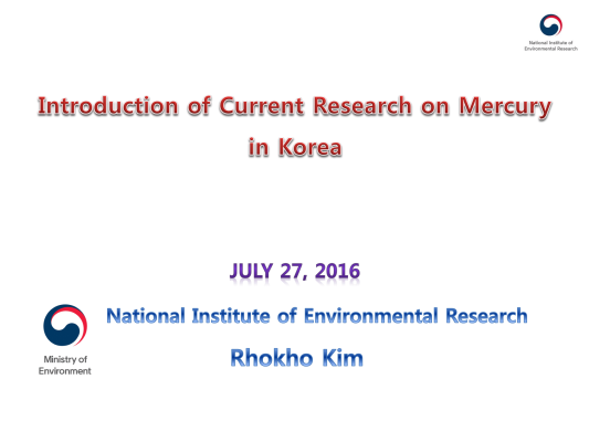 First page of Introduction of Current Research on Mercury in Korea