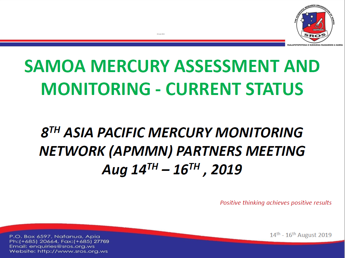 First page of Samoa Mercury Assessment and Monitoring - Current Status