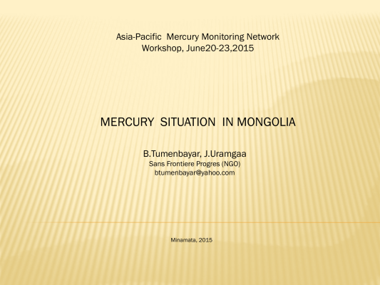 First page of MERCURY SITUATION IN MONGOLIA