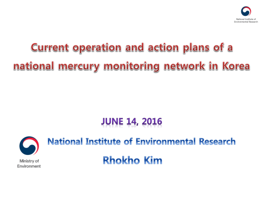 First page of Current operation and action plans of a national mercury newwork in Korea