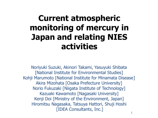 First page of Current atmospheric monitoring of mercury in Japan and relating NIES activities