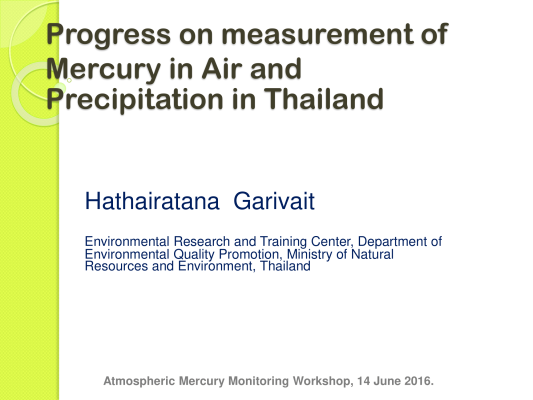 First page of Progress on measurement of Mercury in Air and Precipitation in Thailand