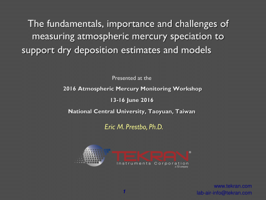 First page of The fundamentals, importance and challenges of measuring atmospheric mercury speciation to support dry deposition estimates and models