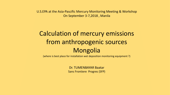 First page of Calculation of mercury emissions from anthropogenic sources Mongolia