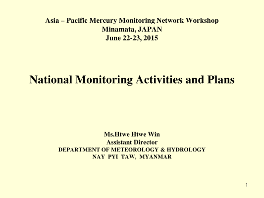 First page of National Monitoring Activities and Plans
