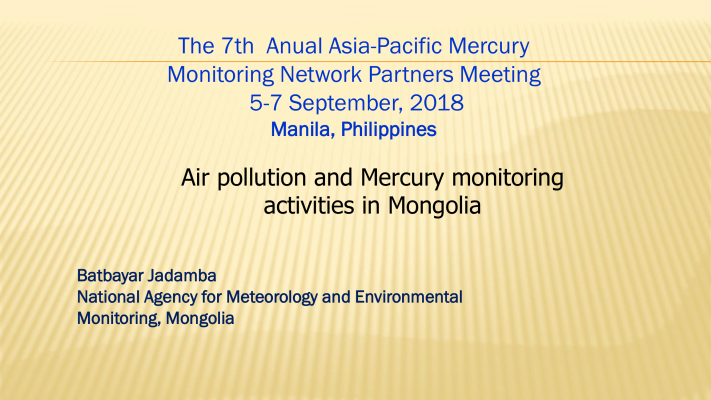 First page of Air pollution and mercury monitoring activities in Mongolia