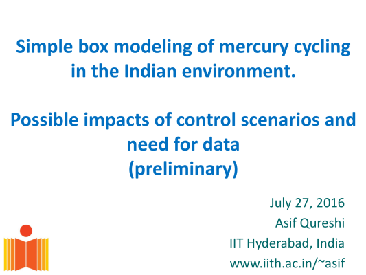 First page of Simple box modeling of mercury cycling in the Indian environment Possible impacts of control scenarios and need for data