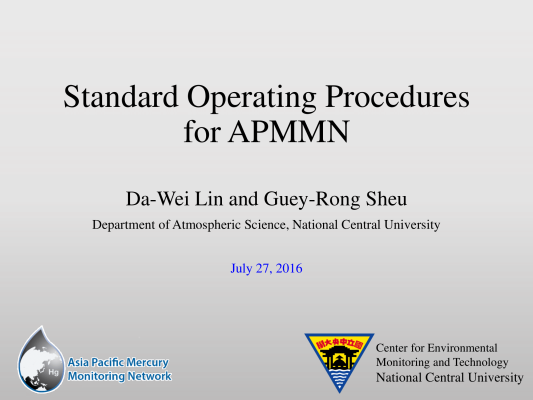 First page of Standard Operating Procedures for APMMN