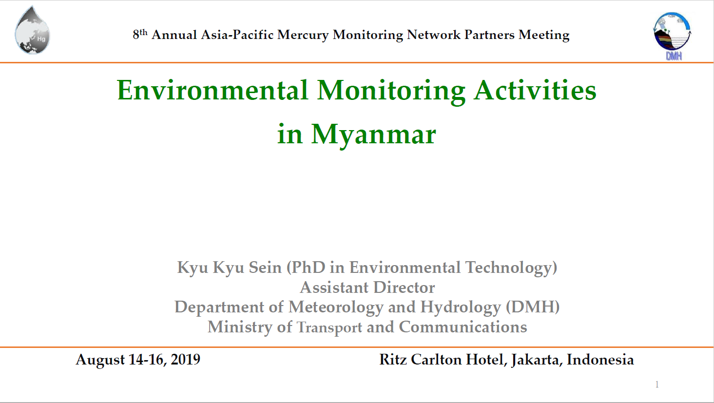 First page of Environmental Monitoring Activities in Myanmar