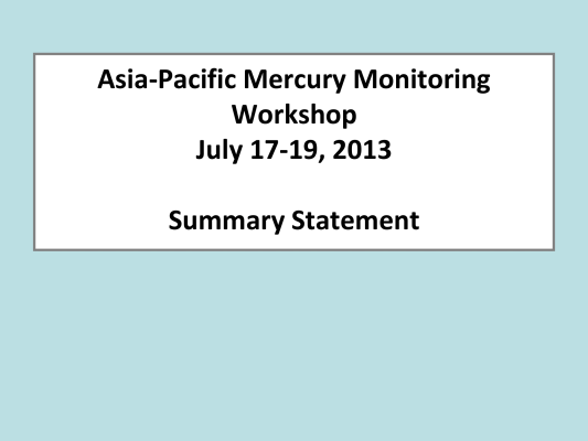 First page of Asia-Pacific Mercury Monitoring Workshop