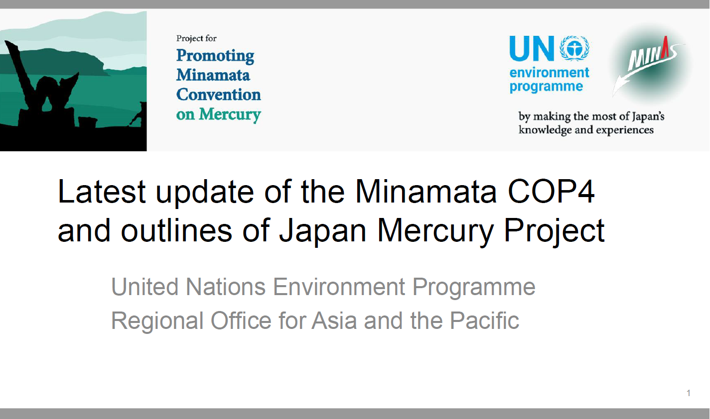 First page of Latest update of the Minamata COP4 and outlines of Japan Mercury Project