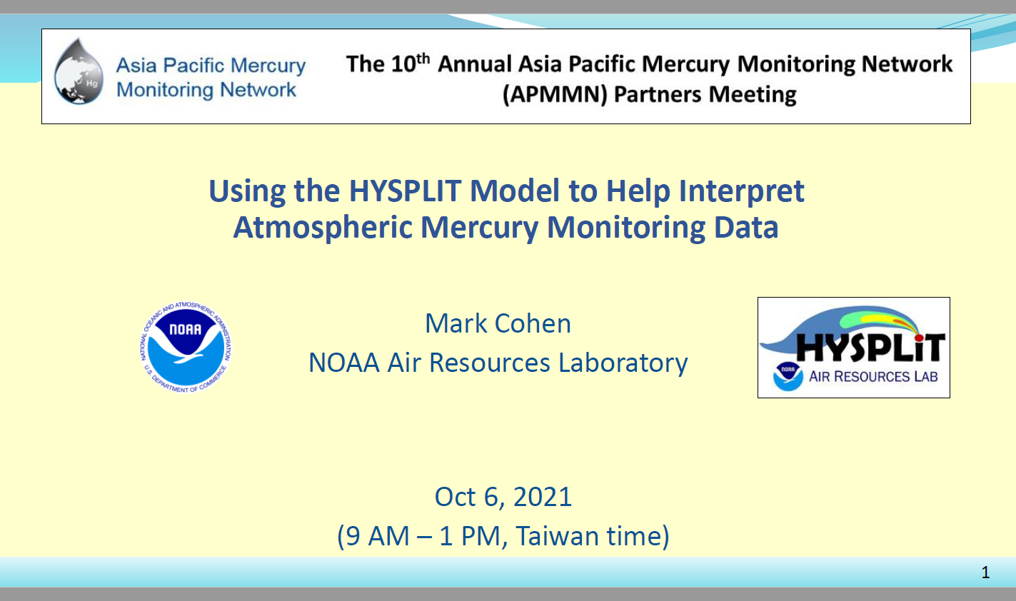First page of Using the HYSPLIT Model to Help Interpret Atmospheric Mercury Monitoring Data