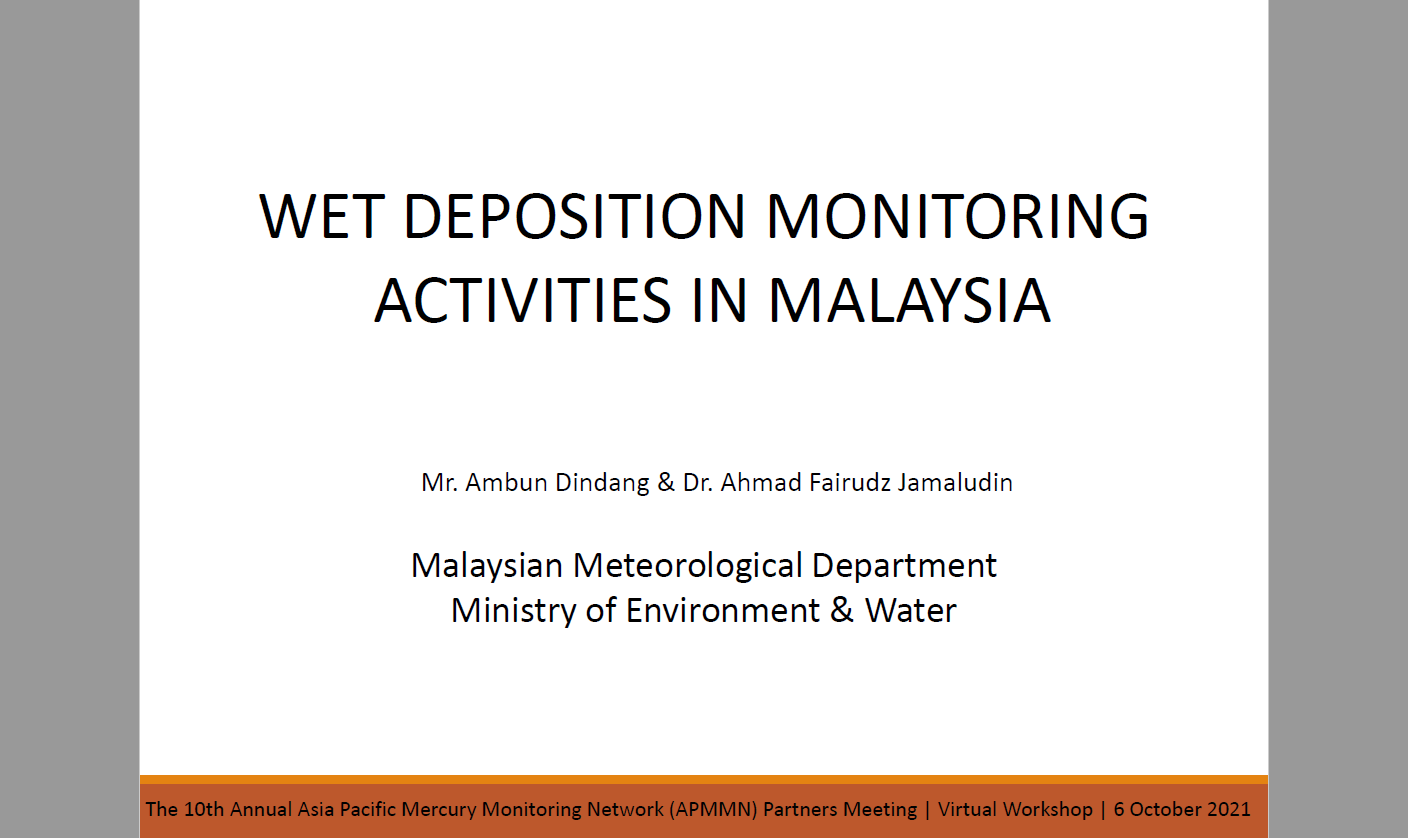 First page of WET DEPOSITION MONITORING ACTIVITIES IN MALAYSIA
