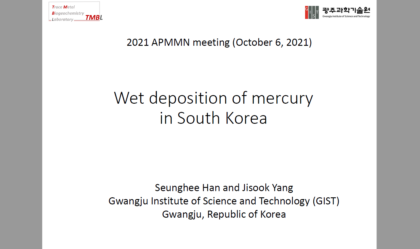 First page of Wet deposition of mercury in South Korea